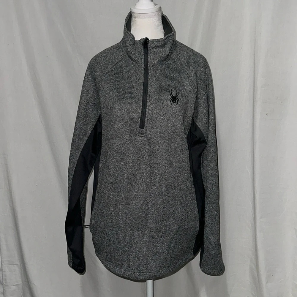 heathered gray & black Spyder half zip pullover jacket size large